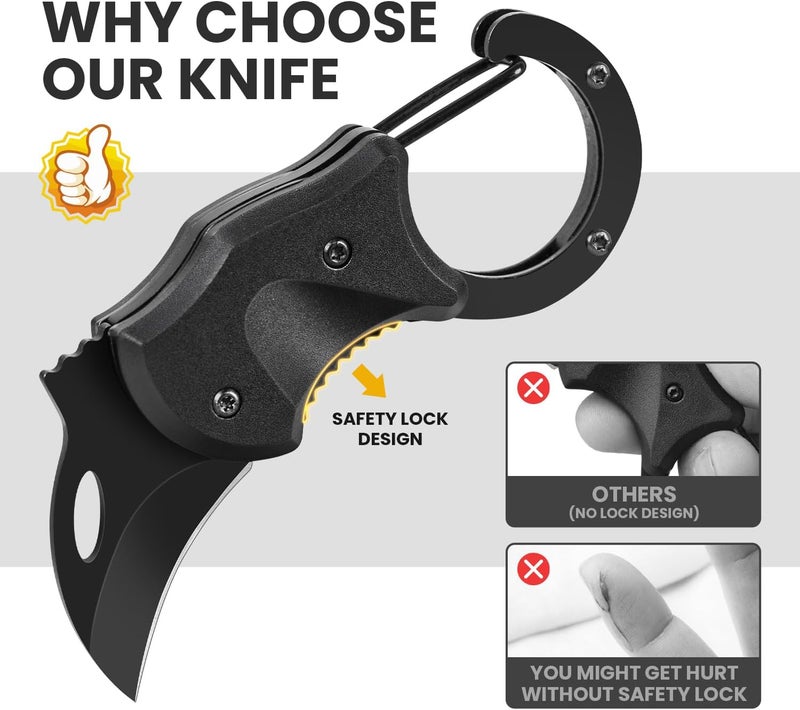FUNBRO 2 Pack Small Pocket Knife Gifts for Men & Women, Folding Box Cutter, Birthday & Christmas Stocking Stuffers Gifts Idea for Wife Husband Dad Mom (Black & Orange) - Image 2